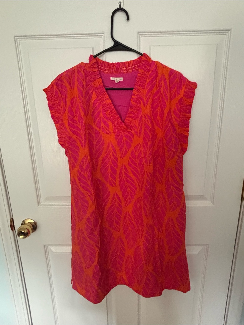 JODIFL Hot Pink and Orange Leaf-Pattern Tunic